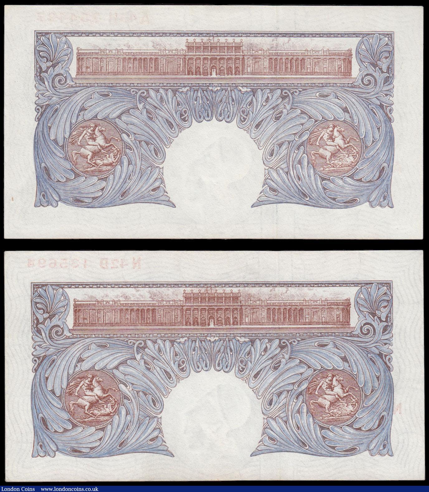 London Coins : A171 : Lot 45 : One Pounds Peppiatt World War II Emergency B249 Blue/Pink issues 1940 (2) comprising serial numbers ...