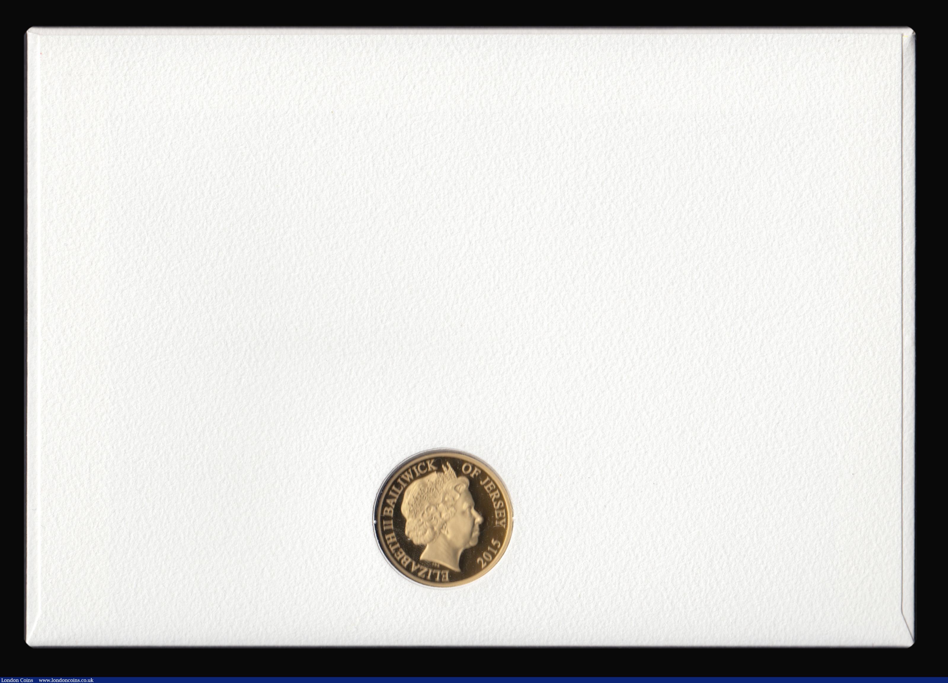 London Coins : A171 : Lot 489 : Jersey Five Pounds 2015 Longest Reigning Monarch Gold Proof FDC the reverse with an oak tree design ...