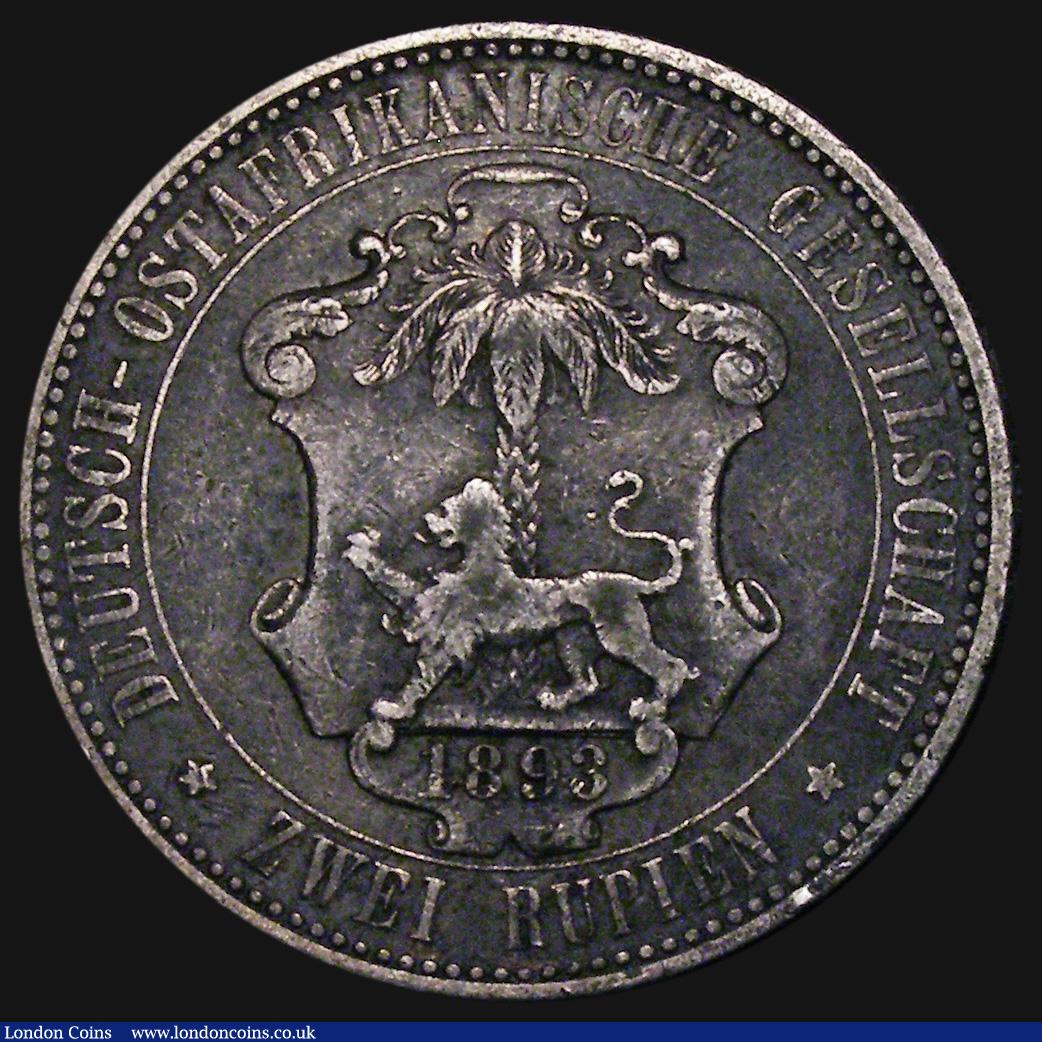 London Coins : A171 : Lot 589 : German East Africa 2 Rupien 1893 KM#5 Good Fine/Fine toned, with an edge nick, a scarce issue only m...