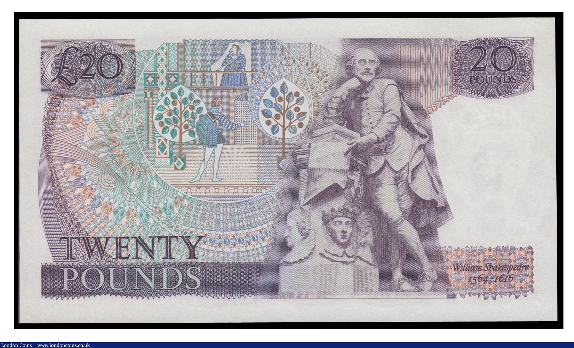 London Coins : A171 : Lot 61 : Twenty pounds Page B329 issued 1970, replacement series M02 590827 UNC, a scarce short run