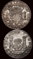 London Coins : A171 : Lot 668 : Mexico 8 Reales (2) 1755 Mo MM KM#104.2 About VF, 1771 Mo FM KM#105 Fine, both with  some old scratc...