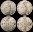 London Coins : A171 : Lot 795 : Double Florins (4) 1887 Arabic 1 ESC 395, Bull 2697 NEF toned, 1888 ESC 397, Bull 2699 GVF/NEF the r...