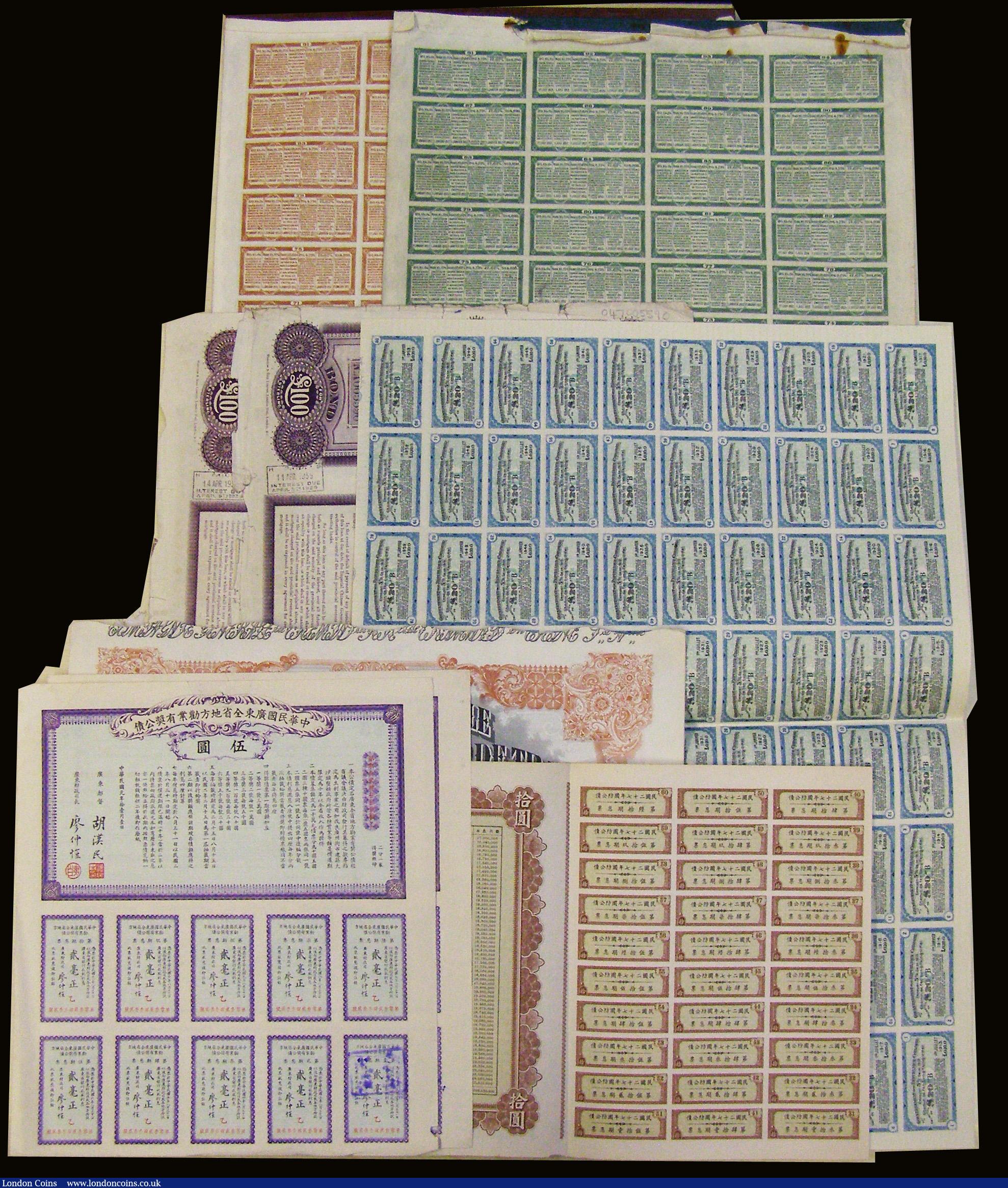 London Coins : A172 : Lot 1 : China (10), Chinese Government 1913 Reorganisation Gold Loan, bond for 189.40 Roubles, Russian issue...
