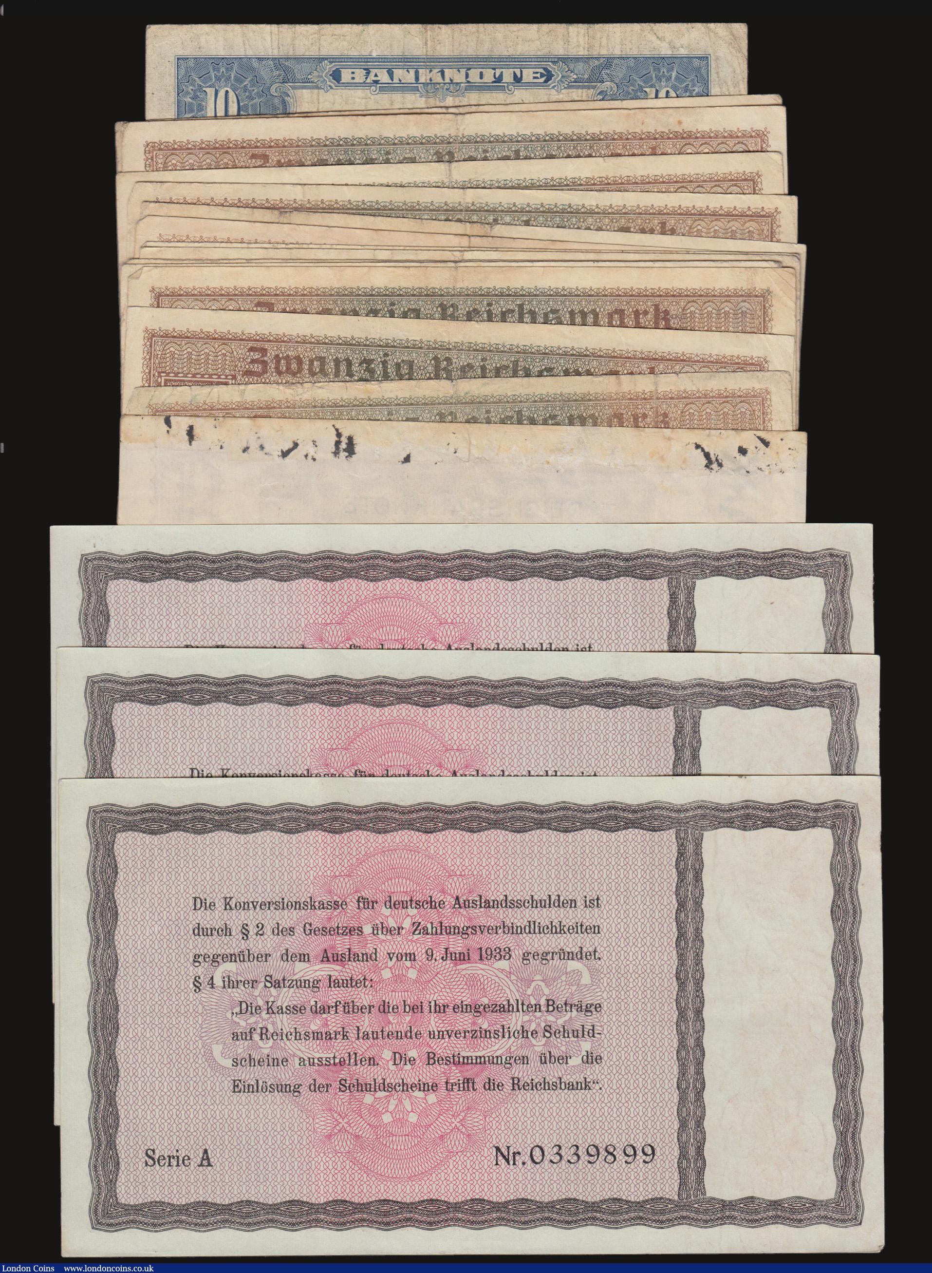 London Coins : A172 : Lot 100 : Germany (18) Ten Million Marks, 1-10-1923 Seventh series, with small circles watermark Pick 117b Fin...