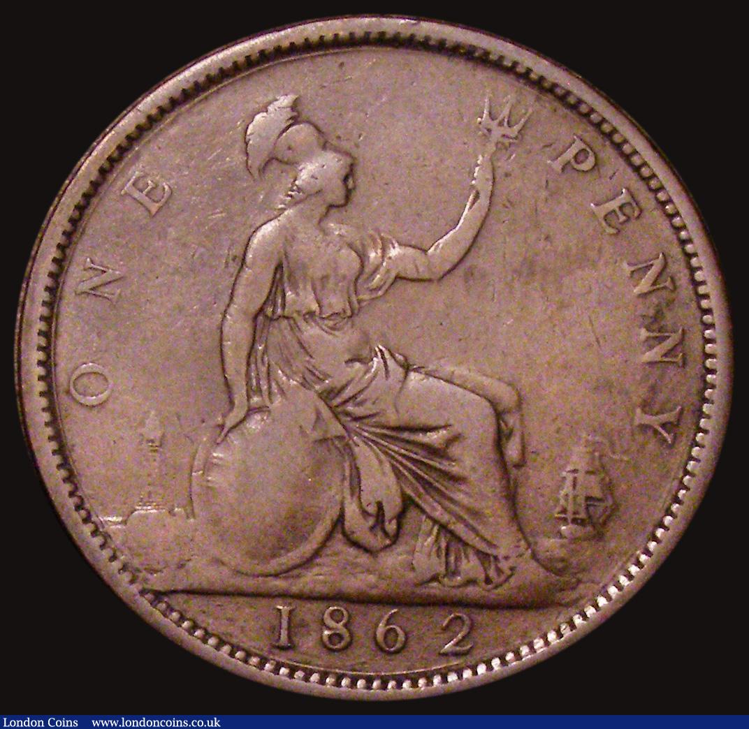 London Coins : A172 : Lot 1140 : Penny 1862 8 over 6 Freeman 39A dies 6+G, VG or better with all major details and the overdate very ...