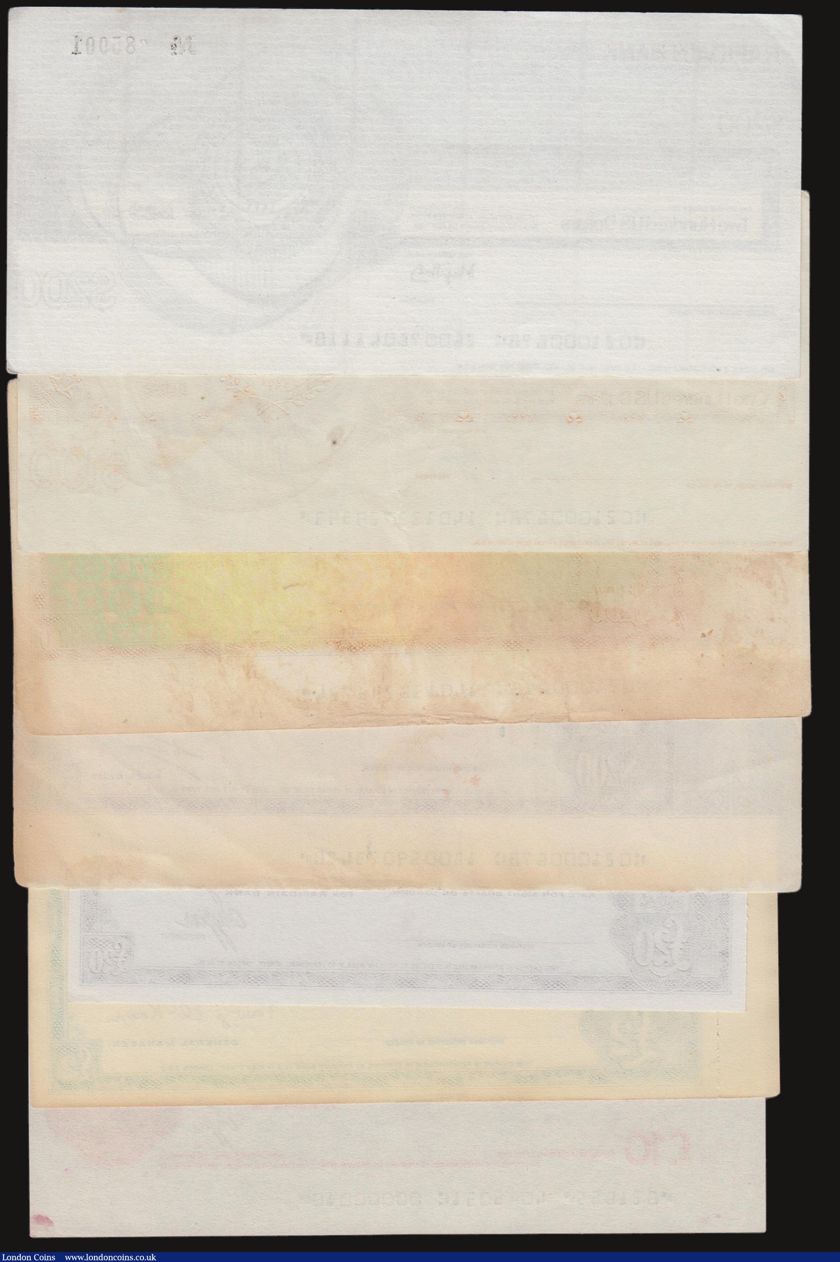 London Coins : A172 : Lot 117 : Iraq Travellers Cheques Rafidain Bank, Head Office Baghdad (7) US$200, US$100, 2 of each in a differ...