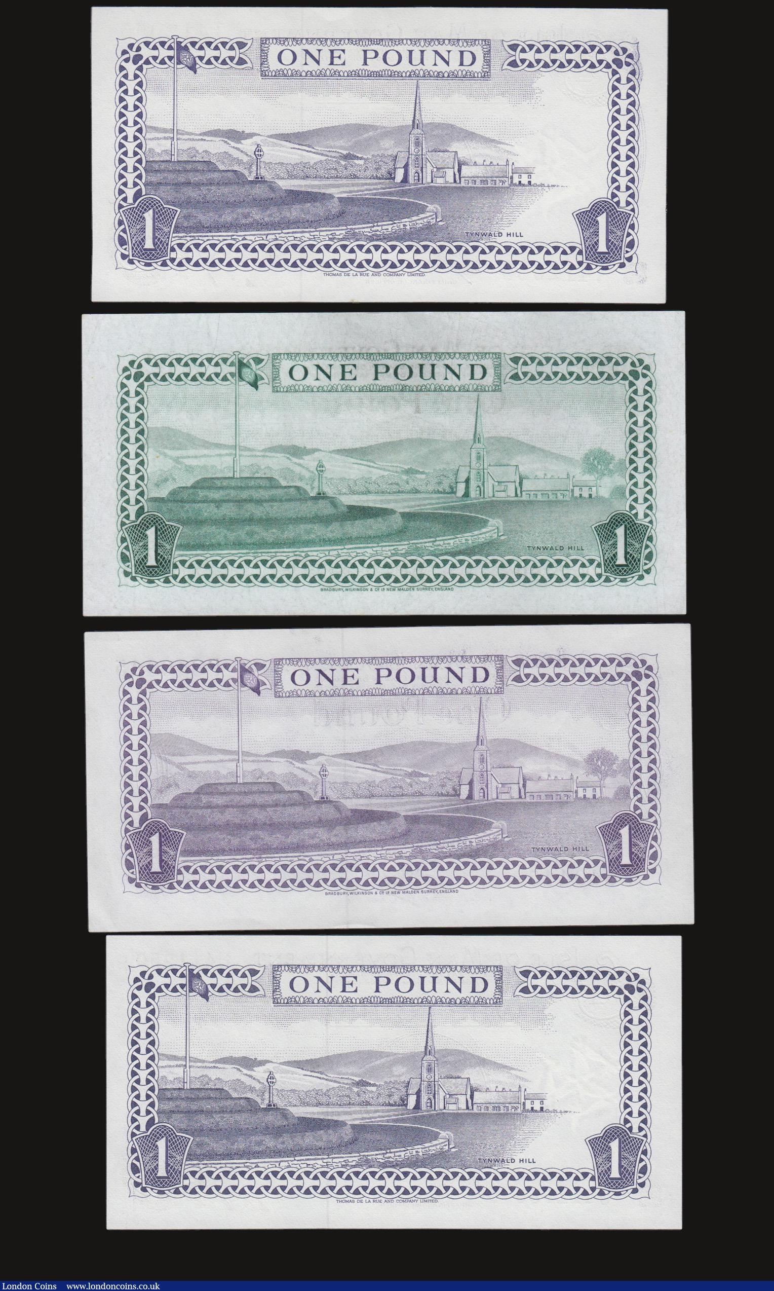 London Coins : A172 : Lot 120 : Isle of Man (4) a mixed grade group of 1 Pound notes from VF or slightly better to about UNC - UNC a...