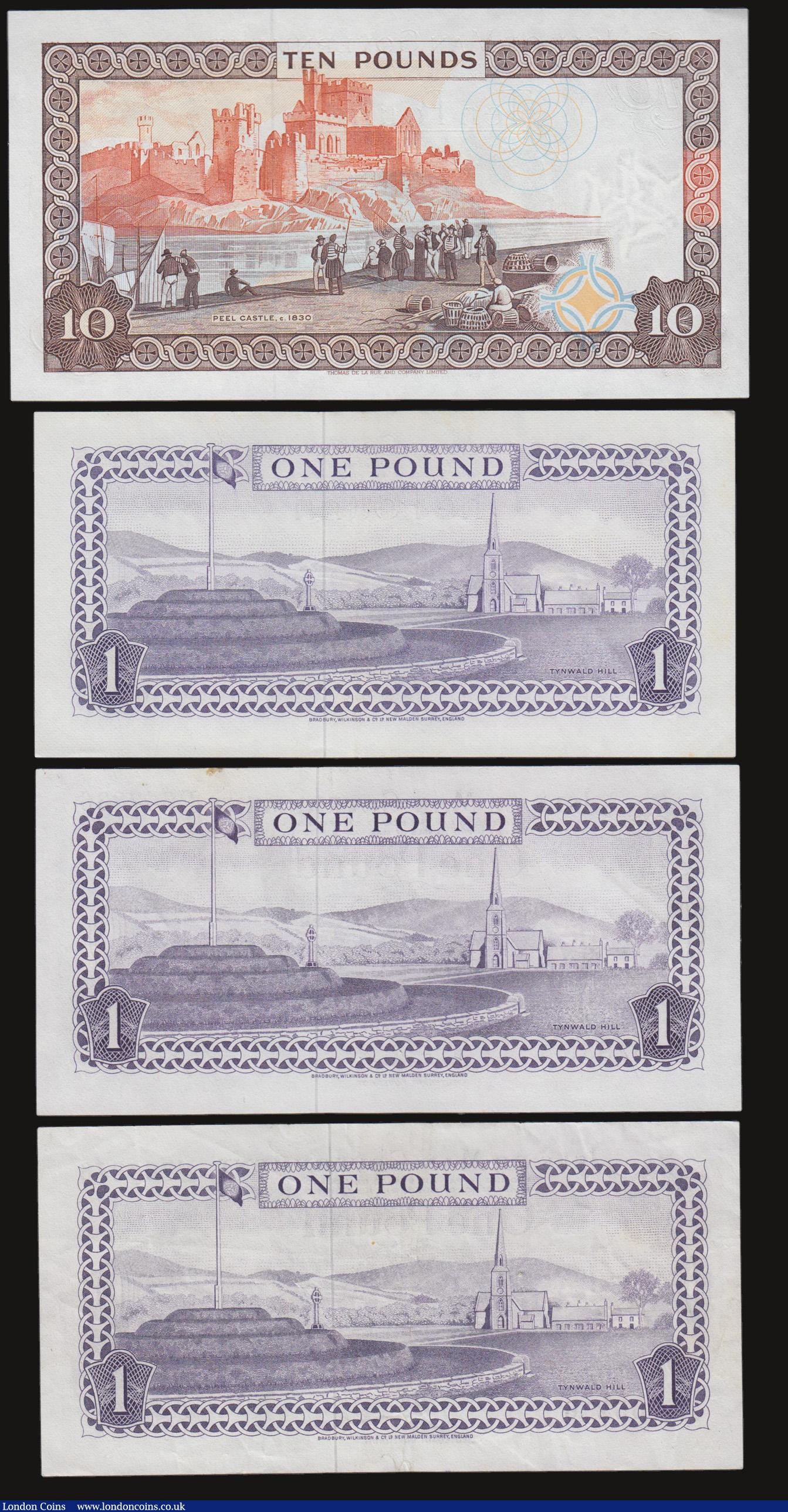 London Coins : A172 : Lot 121 : Isle of Man (4) a small group in mixed grades average VF-GVF. Comprising a selection of 1 Pounds (3)...
