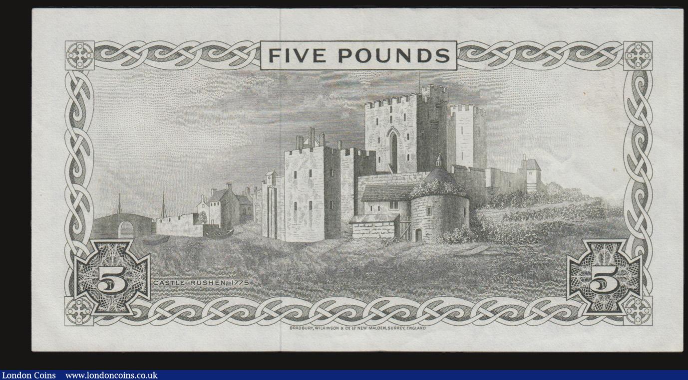London Coins : A172 : Lot 125 : Isle of Man 5 Pounds Pick 30b (BY IM42b; IOMPM M517) ND 1975 serial number A 569707 large signature ...