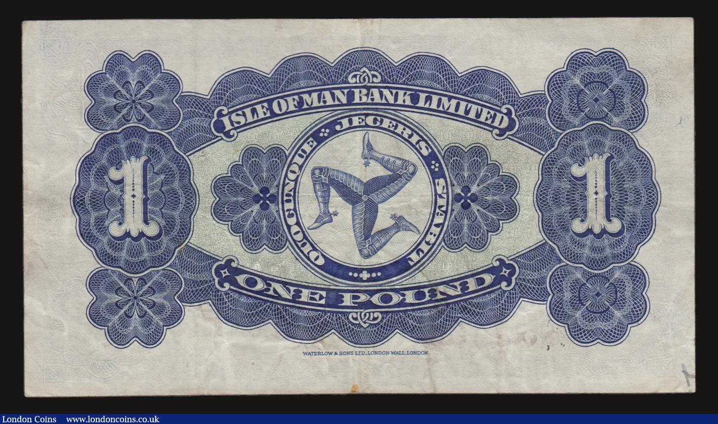 London Coins : A172 : Lot 126 : Isle of Man Bank Ltd £1 dated 24th September 1951, prefix U/2, Pick 6b, better than Fine