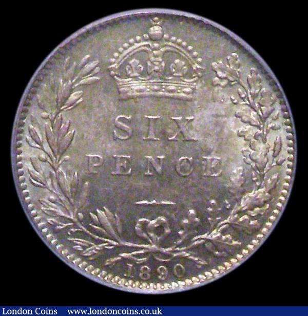 Sixpence 1890 ESC 1458, Bull 3280, Davies 1167 dies 1E, UNC with a colourful and attractive tone, in an LCGS holder and graded LCGS 80 : English Coins : Auction 172 : Lot 1288