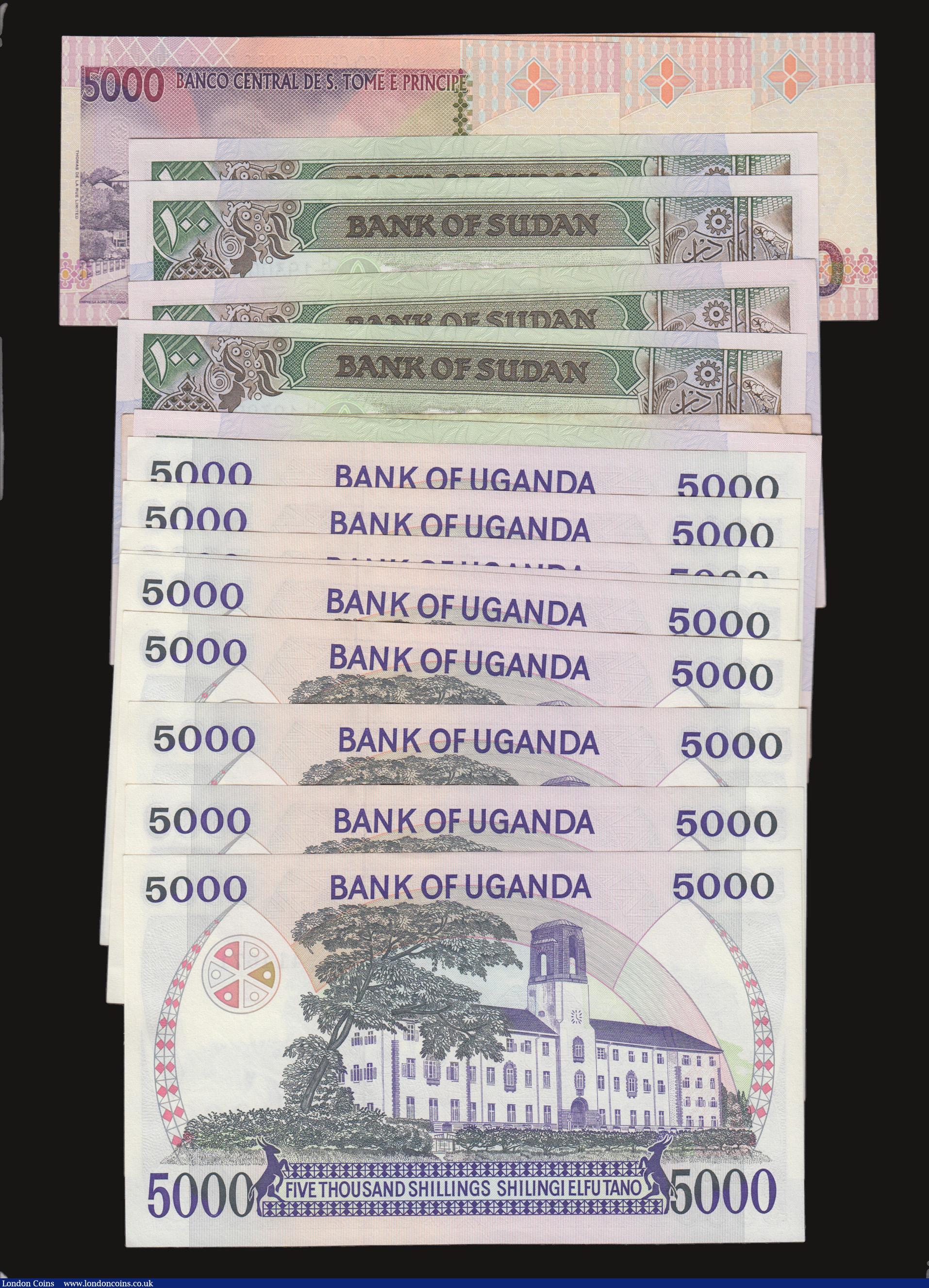 London Coins : A172 : Lot 151 : Saint Thomas & Prince 5000 Dobras 22.10.1996 Pick 65a (3), Sudan 100 Pounds 1988 Pick 44 (6) and...