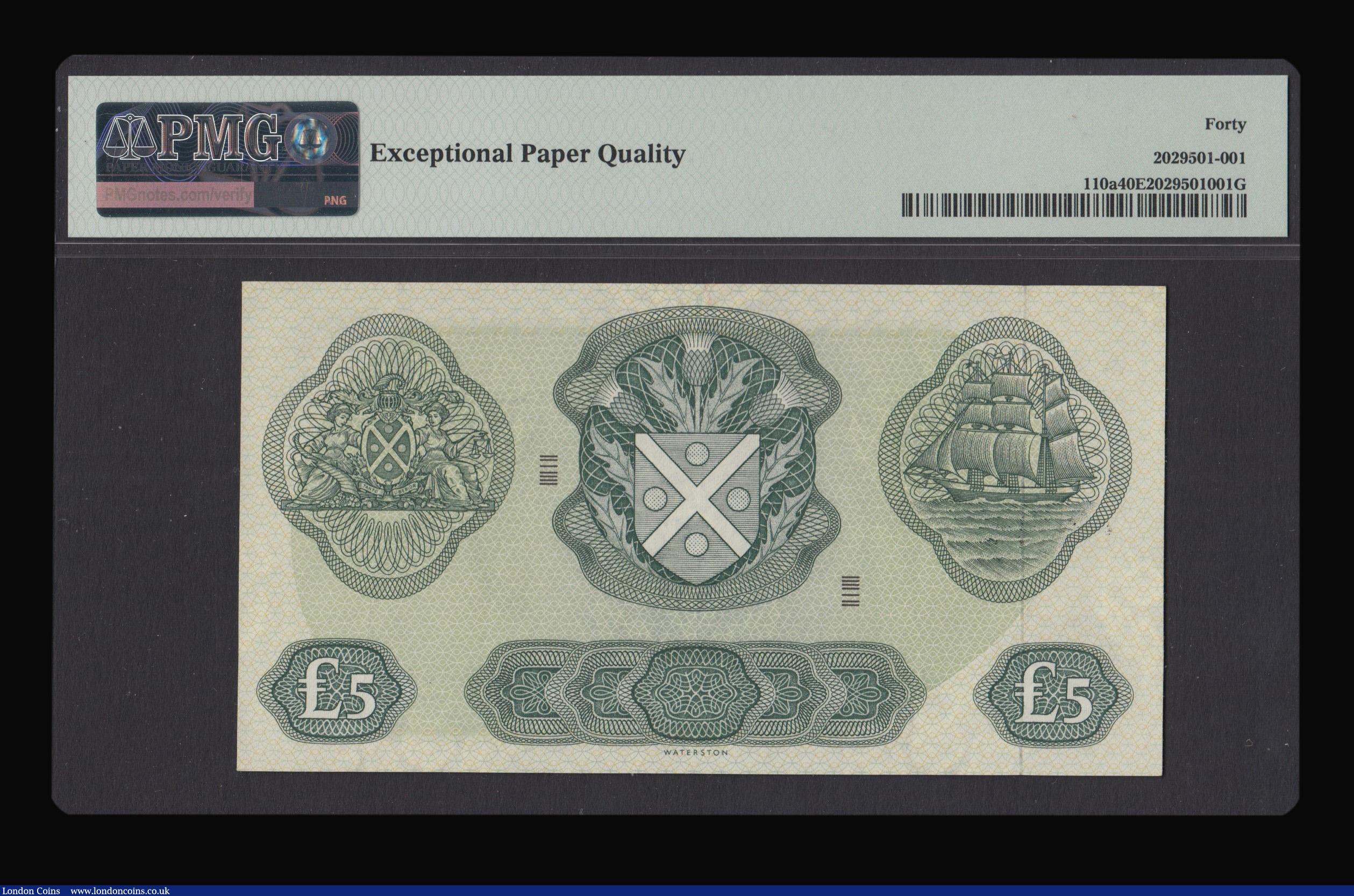 London Coins : A172 : Lot 157 : Scotland Bank of Scotland £5 Edinburgh 19mm in length 1st November 1968 A0155863 Pick 110a in ...