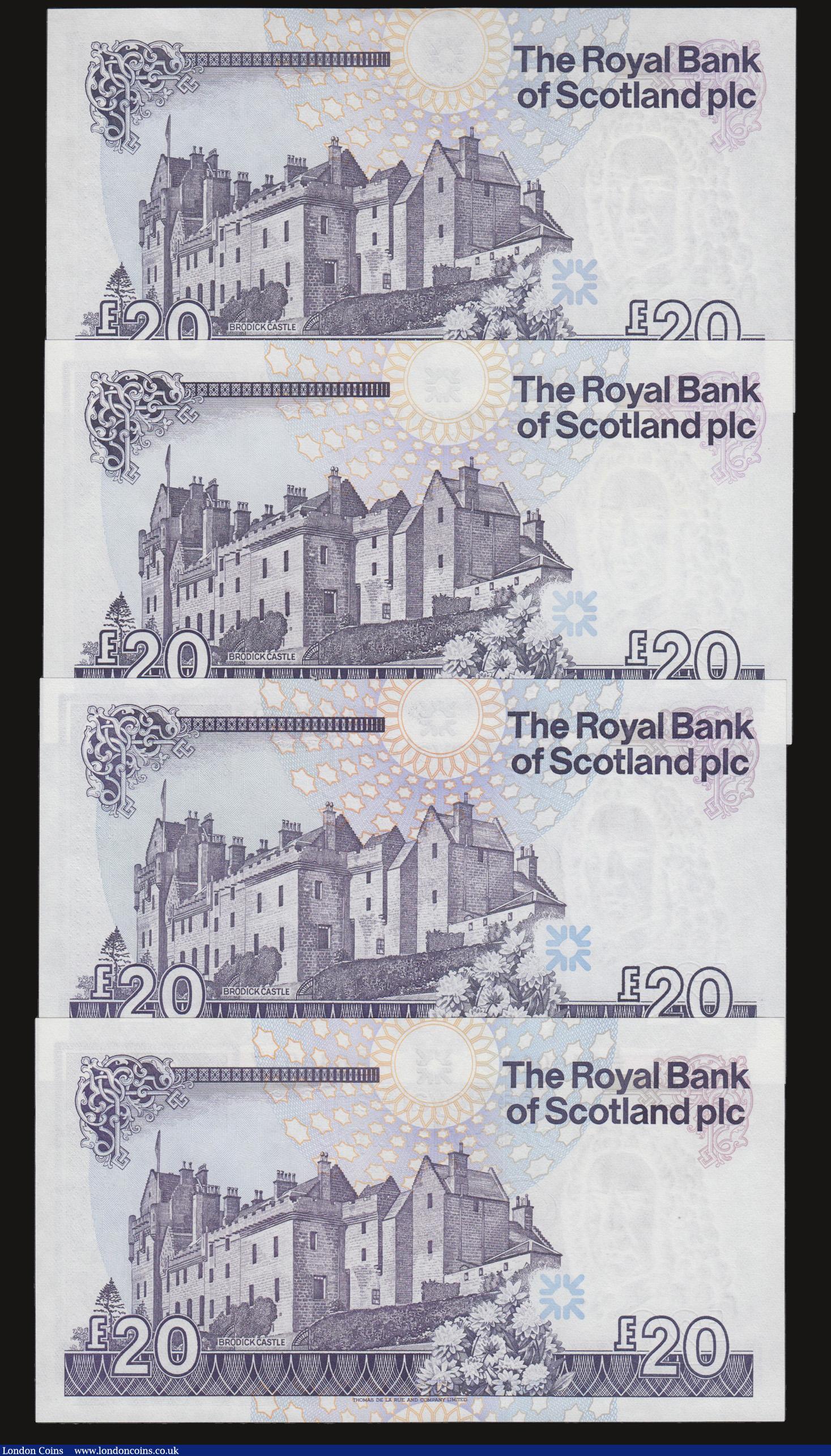 London Coins : A172 : Lot 164 : Scotland The Royal Bank of Scotland Twenty Pounds (4) 19.9.2006, 20.12.2007, 30.11.2010 and 23.5.201...