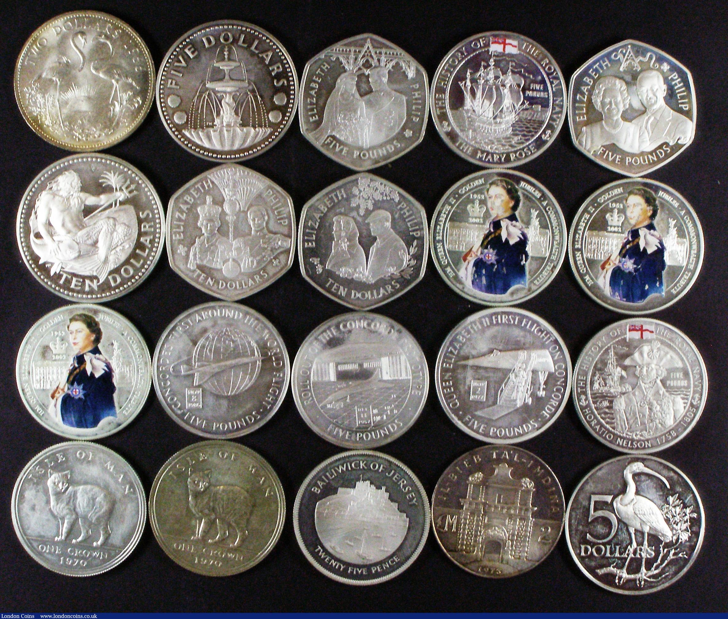 London Coins : A172 : Lot 1716 : World Crown-sized in Silver (20) 1970s to 2000s issues many countries represented includes Alderney ...