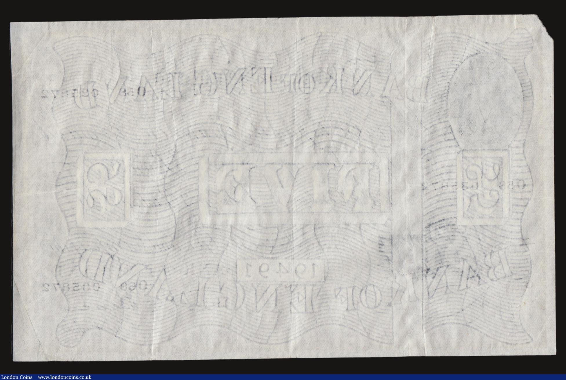 London Coins : A172 : Lot 30 : Five Pounds Beale white note B270 dated October 3rd 1949, series O58 035872, (Pick344), EF with some...