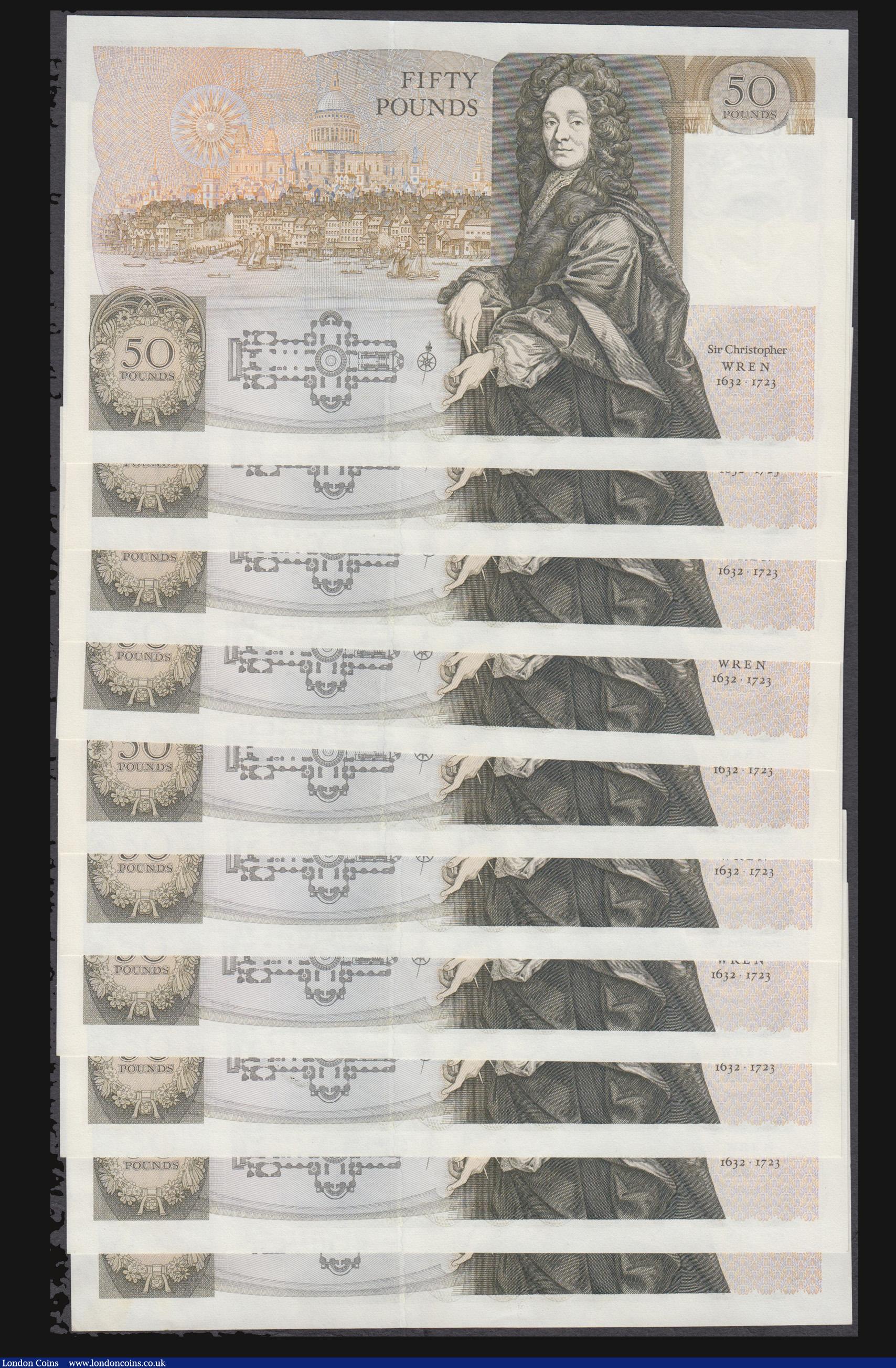 London Coins : A172 : Lot 36 : Fifty pounds Somerset B352 issued 1981 (10 consecutives) series B10 323150 through to B10 323159, Ch...