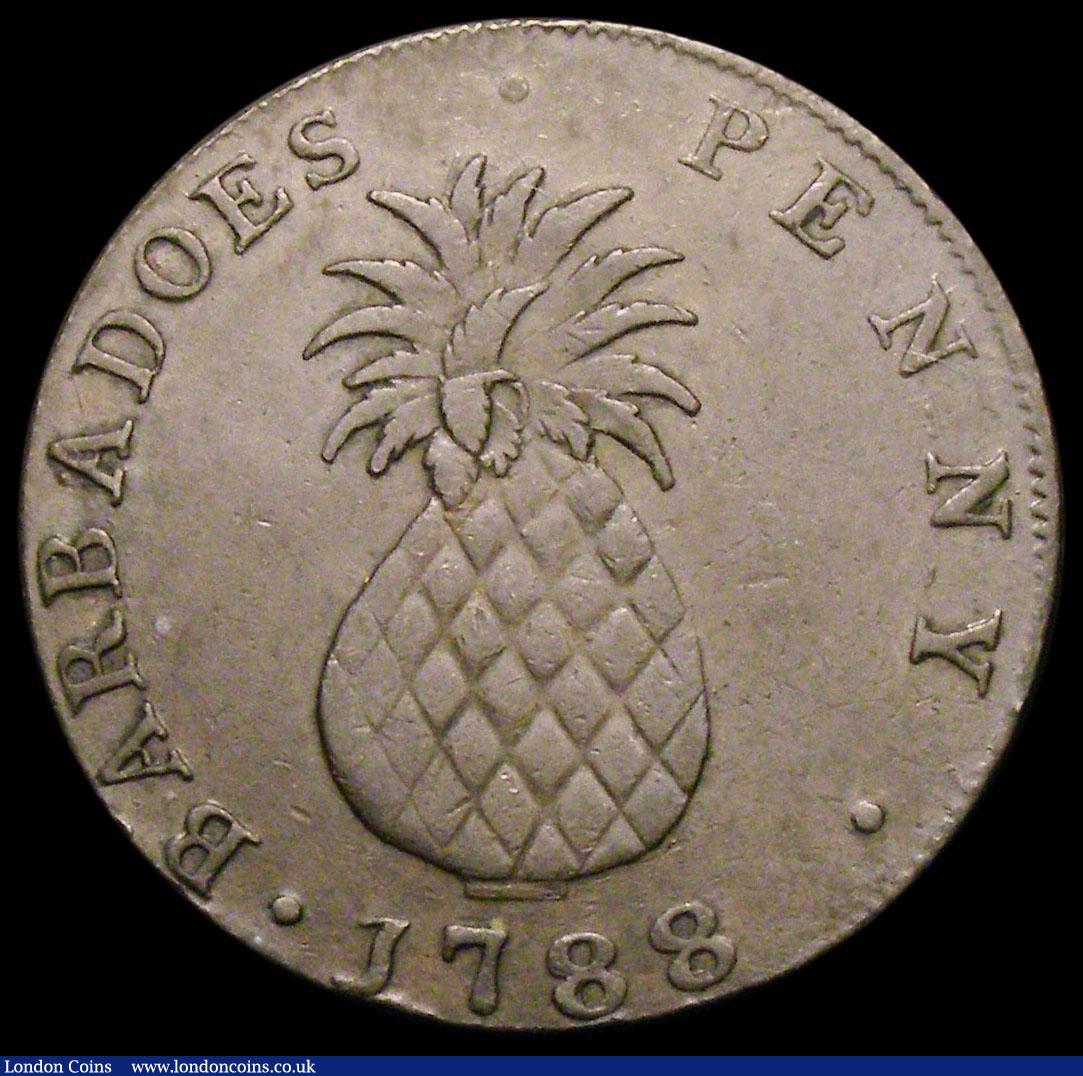 London Coins : A172 : Lot 523 : Barbados Penny 1788 Large Pineapple KM#Tn8 VF
