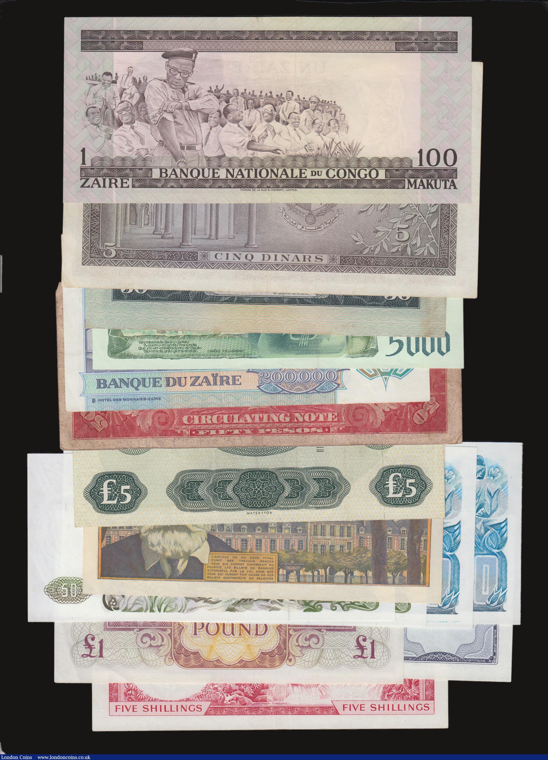 London Coins : A172 : Lot 63 : Algeria 50 Dinars 1.11.1977 Pick 130 (2) and 100 Dinars 1.11.1983 Pick 131 Unc, B.A.F £1 4th s...