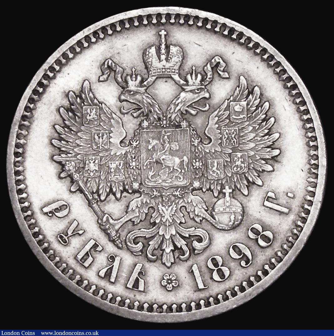 London Coins : A172 : Lot 649 : Russia One Rouble 1898AГ Y#59.3 About EF with some light hairlines