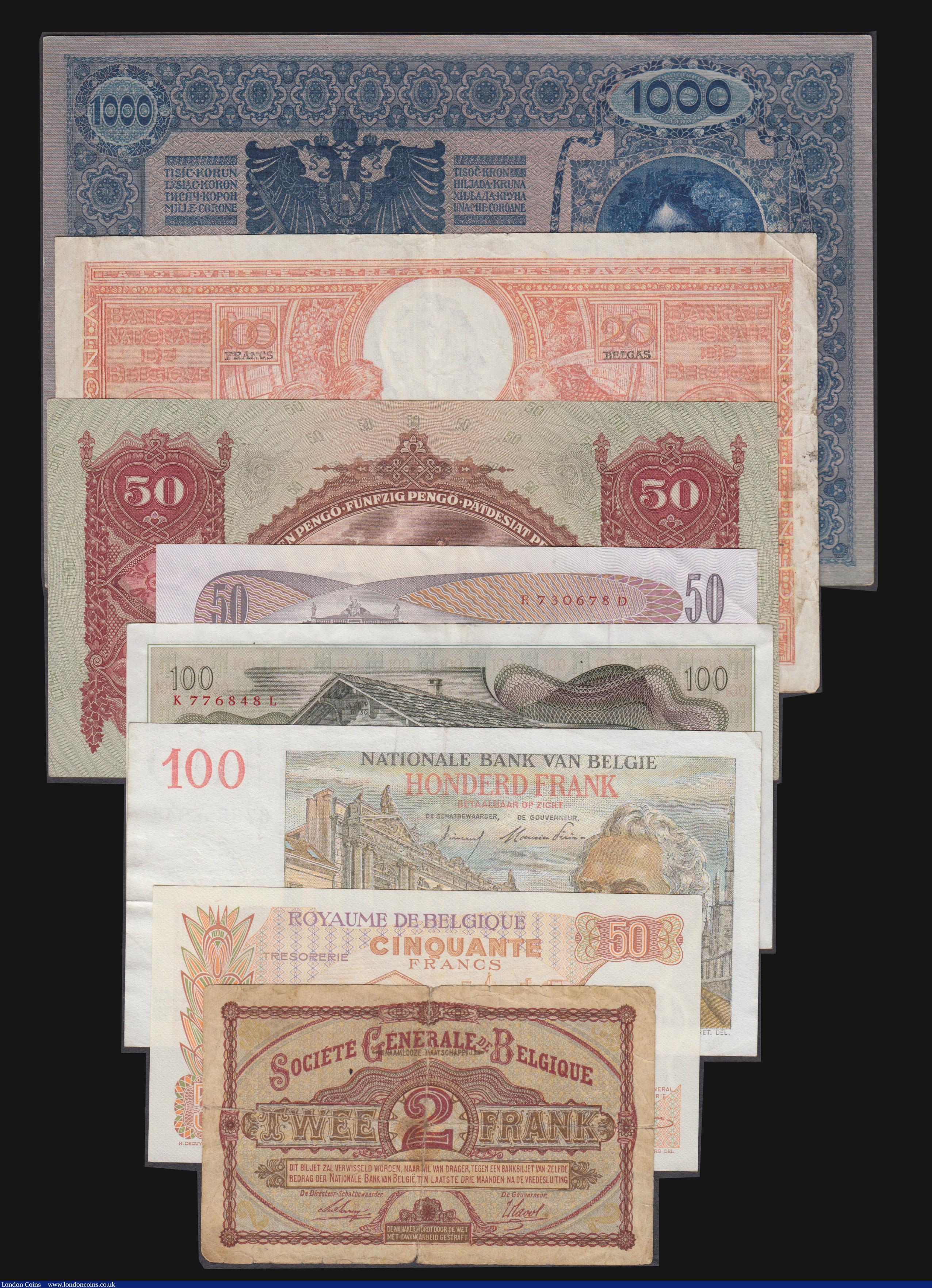 London Coins : A172 : Lot 69 : Austria 1,000 Francs 2.1.1902 EF,  50 Schilling 2.1.1970 and 100 Schilling 2.1.1989 EF or near so, B...