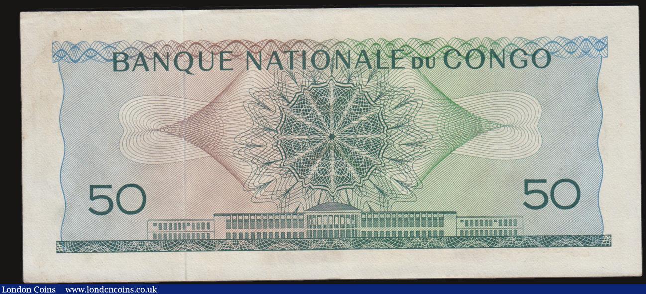 London Coins : A172 : Lot 81 : Congo Democratic Republic 50 Francs dated 1st September 1961 series A/2 614893, lion at left, (Pick5...