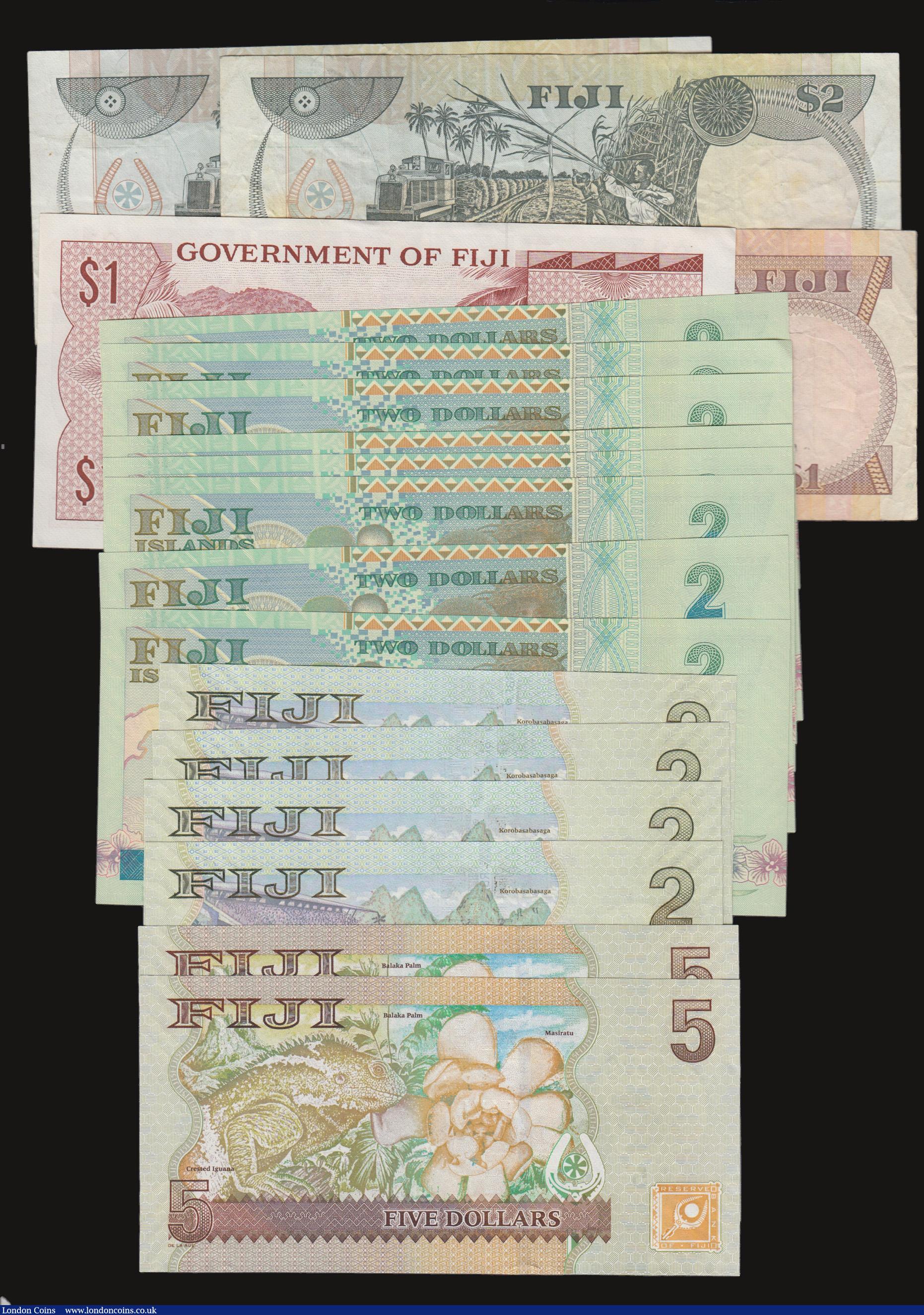 London Coins : A172 : Lot 88 : Fiji (19) Five Dollars (2) 2007 undated issue, Signature: Barry Whiteside, Pick 110b UNC with two sm...