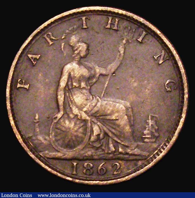 London Coins : A172 : Lot 916 : Farthing 1862 Large 8 in date (as Cooke Collection item no.159) unlisted by Peck or Freeman Good Fin...