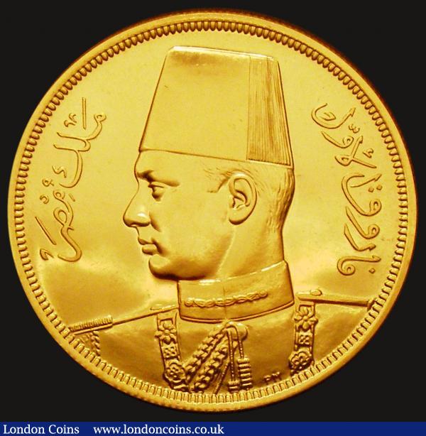 Egypt 500 Piastres Gold 1938 KM#373 Gold Proof nFDC with practically full original mint brilliance, the reverse rim slightly flattened in a small area, this looks to be caused in striking : World Coins : Auction 172 : Lot 555