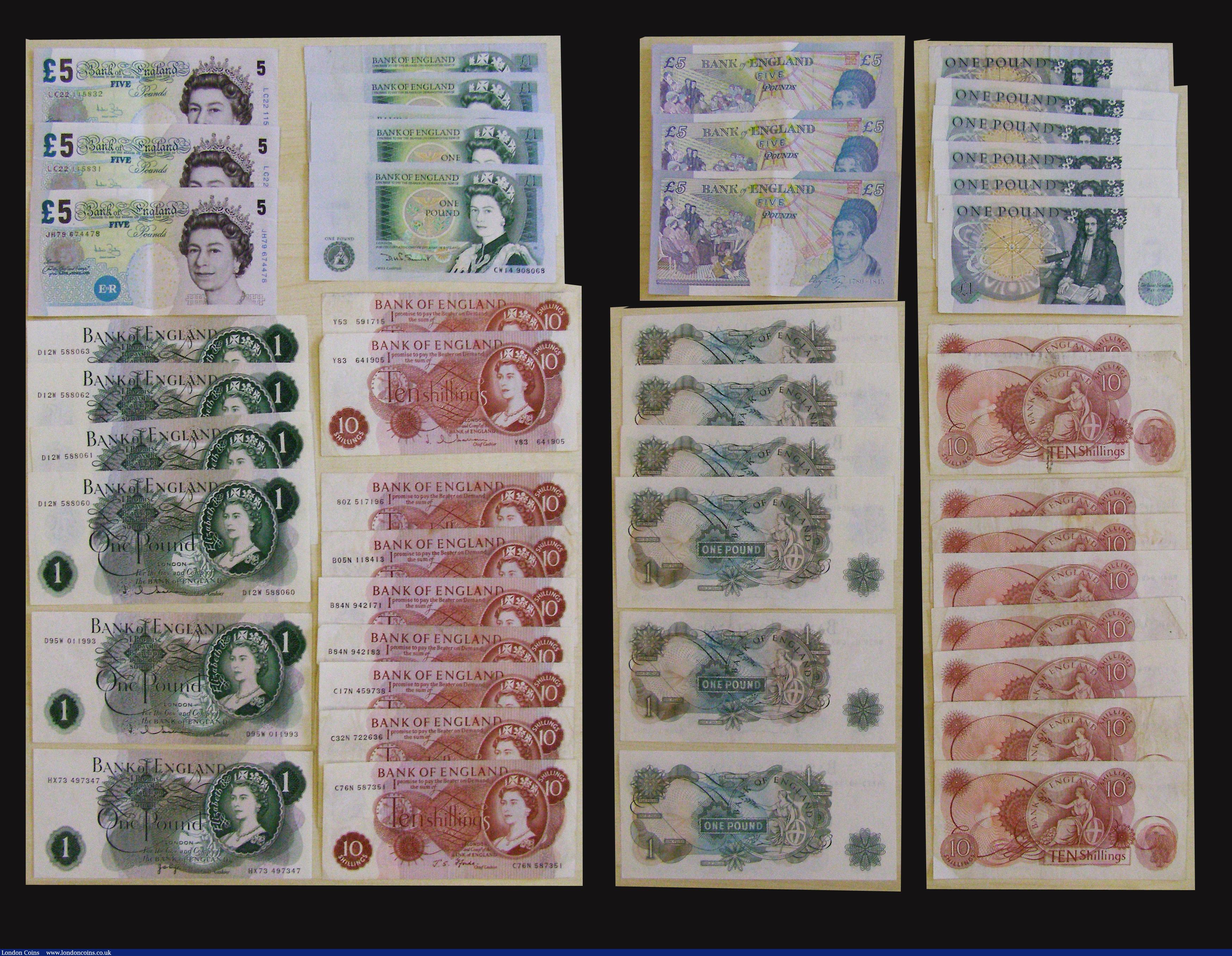 London Coins : A173 : Lot 101 : Ten Pounds (8) Bailey B398 (2) KB31 758636 NEF, KB74 960349 GVF, Salmon B408 (4) LB61 968080 GVF wit...
