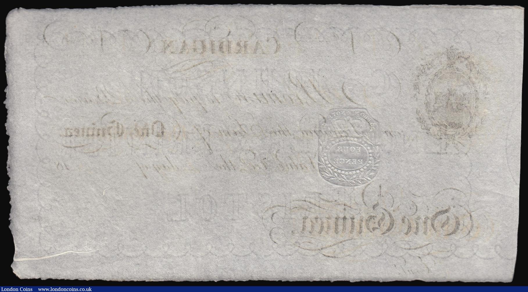 London Coins : A173 : Lot 106 : Cardigan 1 guinea dated 18xx (1830-90) an unissued remainder, (Outing 427b), EF or better