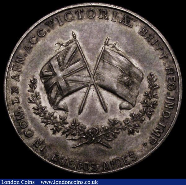 London Coins : A173 : Lot 1082 : Queen Victoria Diamond Jubilee 1897 Argentina issue 34mm diameter in silver by J.D (?) Eimer 1822 Ob...