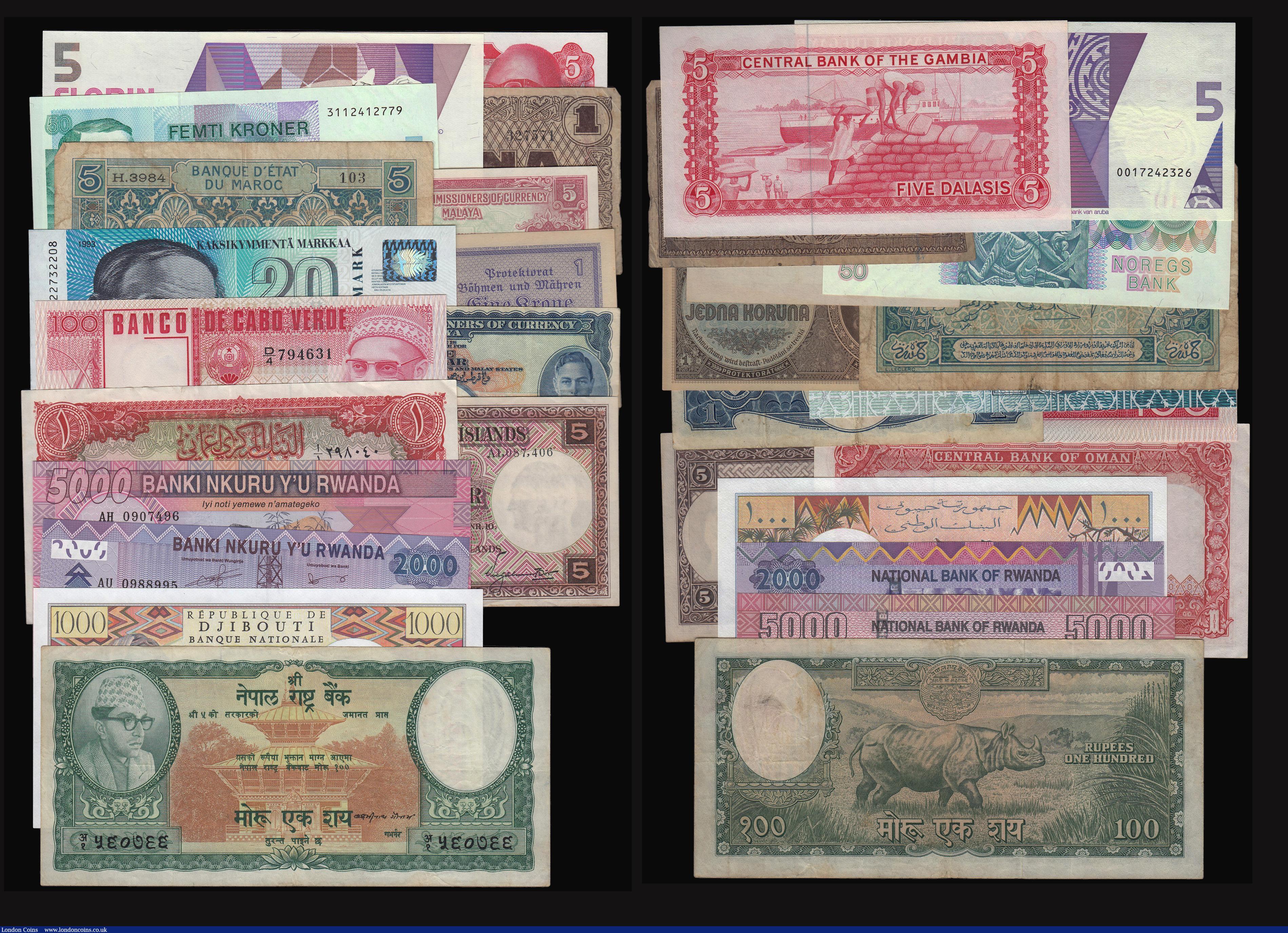 London Coins : A173 : Lot 110 : Aruba 5 Florin 1990 Pick 6 Unc, Bohemia and Moravia 1 Koruna 1940 Pick 3a Unc, Bolivia (2) 10 Bolivi...