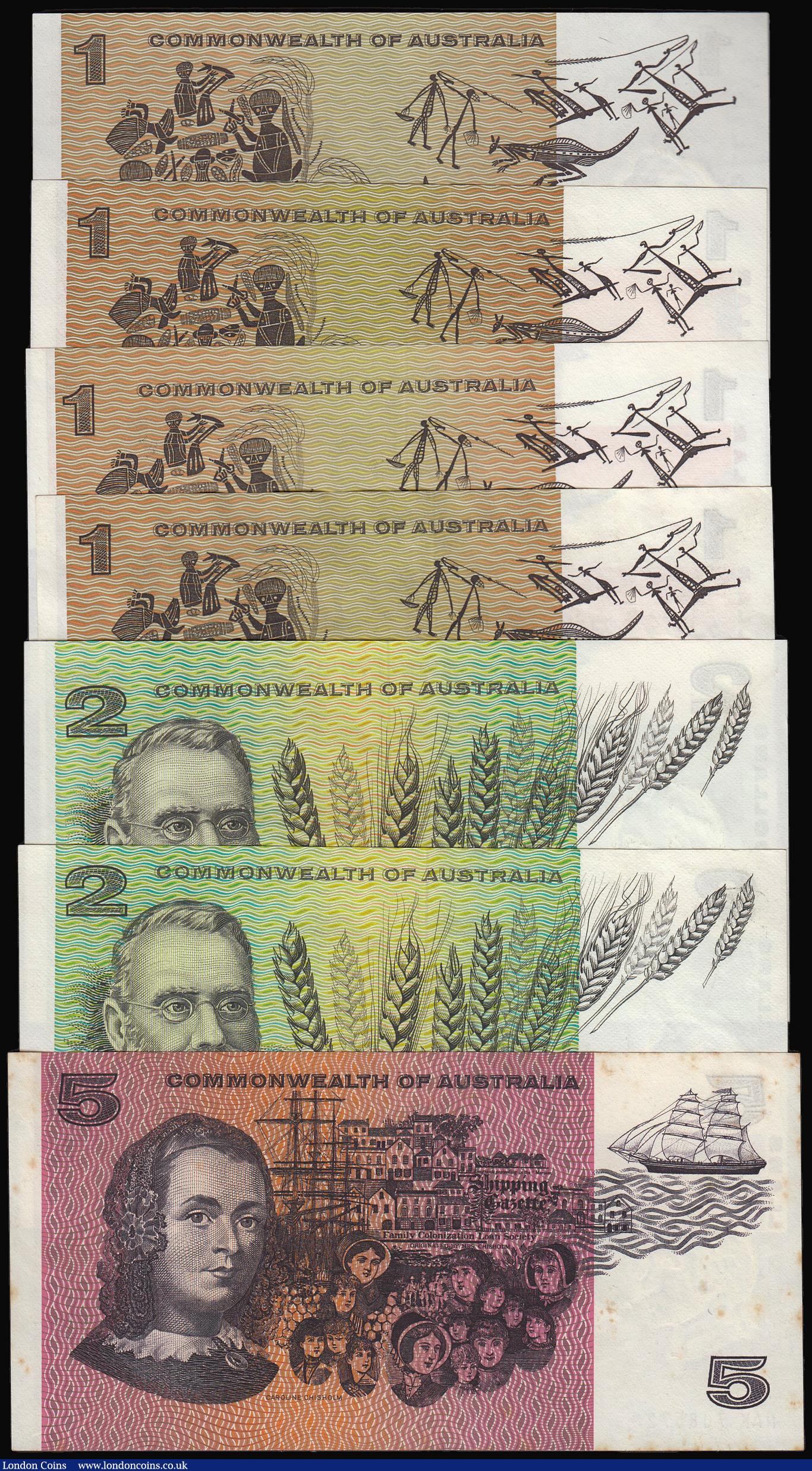 London Coins : A173 : Lot 112 : Australia Commonwealth Five Dollars Coombs and Randall 1969 Pick 39b GVF, 2 Dollars 1968 Phillips an...