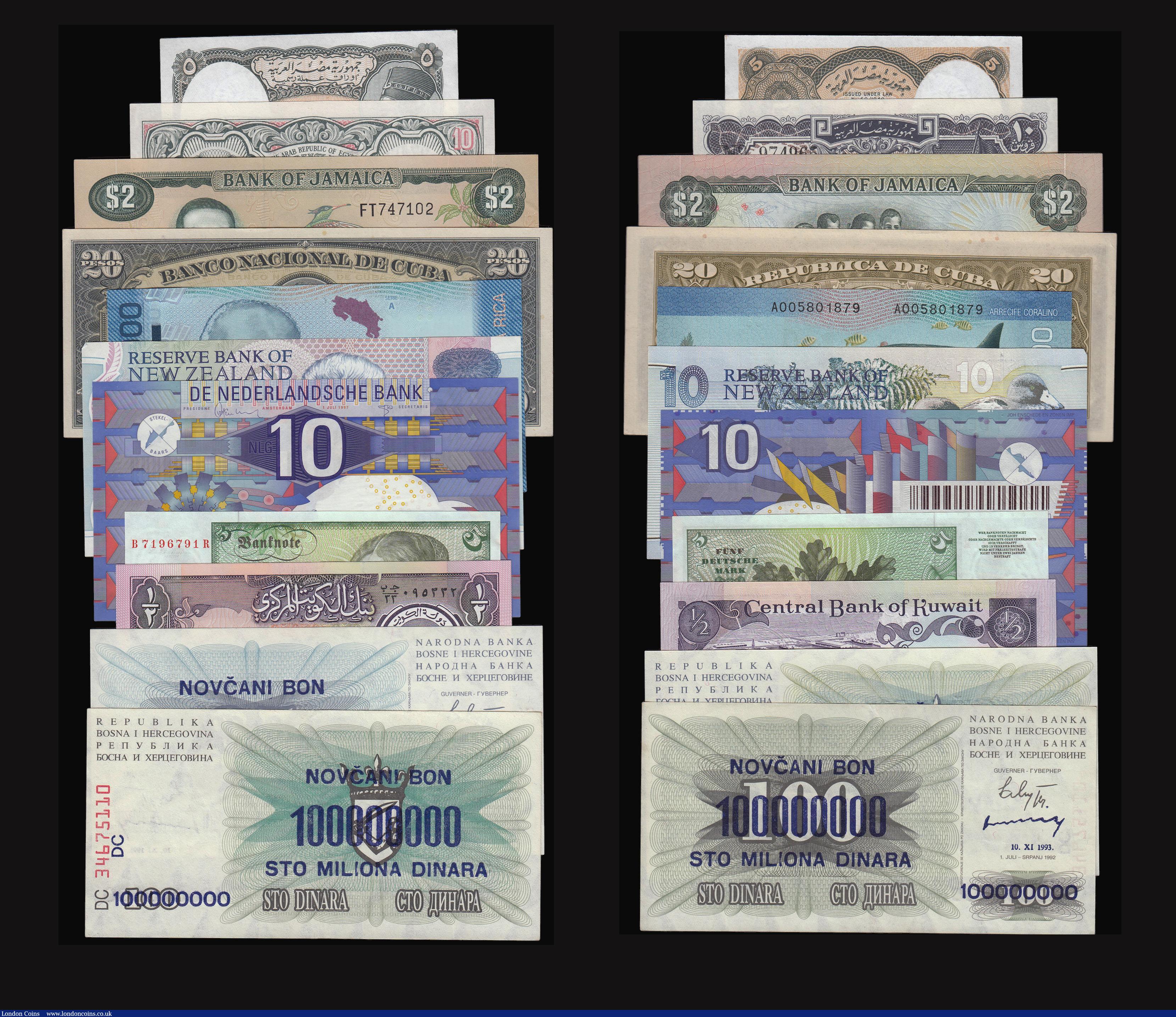 London Coins : A173 : Lot 115 : Bosnia - Herzegovina 1,000,000 Dinara 1993 Pick 35 and 100,000,000 Dinara 1993 Pick 37, Columbia 1,0...
