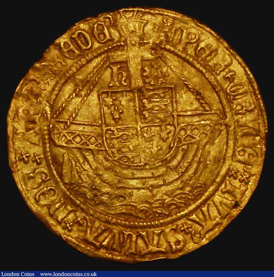 London Coins : A173 : Lot 1157 : Angel Henry VIII S.2265, North 1760, mintmark Castle with pellet before/Castle plain. Obverse as Sch...