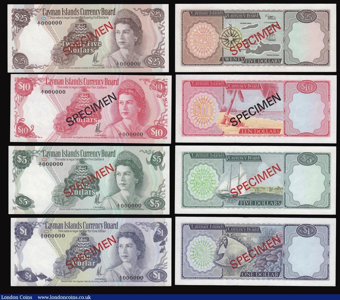 London Coins : A173 : Lot 117 : Cayman Islands Currency Board Specimen Set 1974 Pick CS1 comprising 7 notes as follows: $100 A/1 000...