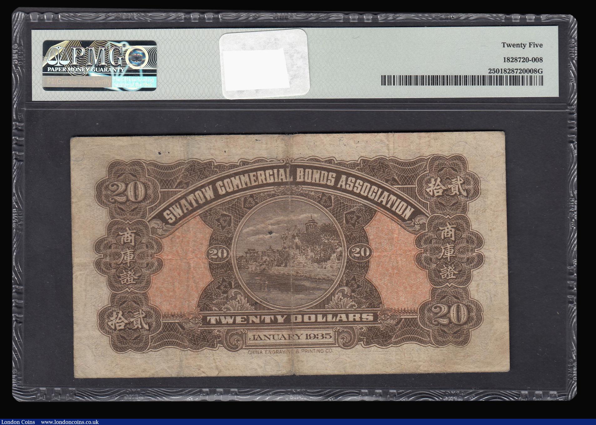 London Coins : A173 : Lot 118 : China, Swatow Commercial Bonds Association 20 dollars dated January 1935 series No.011173, Pick unli...