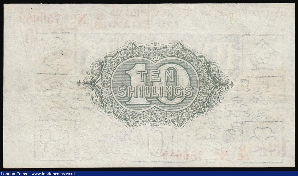 London Coins : A173 : Lot 12 : Treasury 10 shillings Warren Fisher T26 Serial number D/56 756089  prefix D/56 No. with dash, issued...
