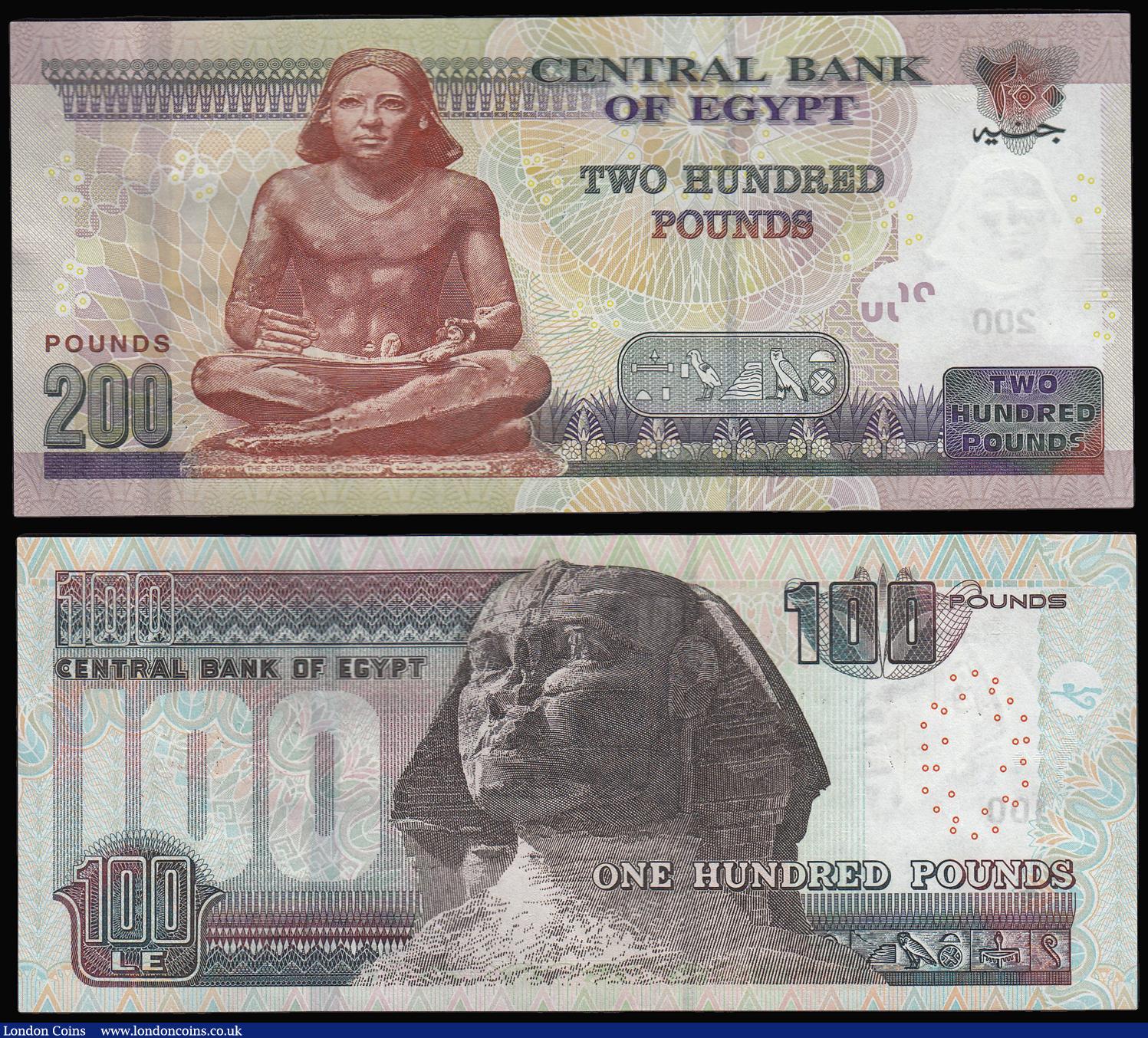London Coins : A173 : Lot 126 : Egypt - Central Bank of Egypt (2) both Royal issues with serial number 0000007 as follows Two Hundre...