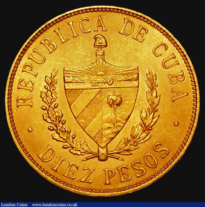 London Coins : A173 : Lot 1262 : Cuba 10 Pesos Gold 1916 KM#20 NEF with some contact marks, a scarce 2-year type, our archive databas...