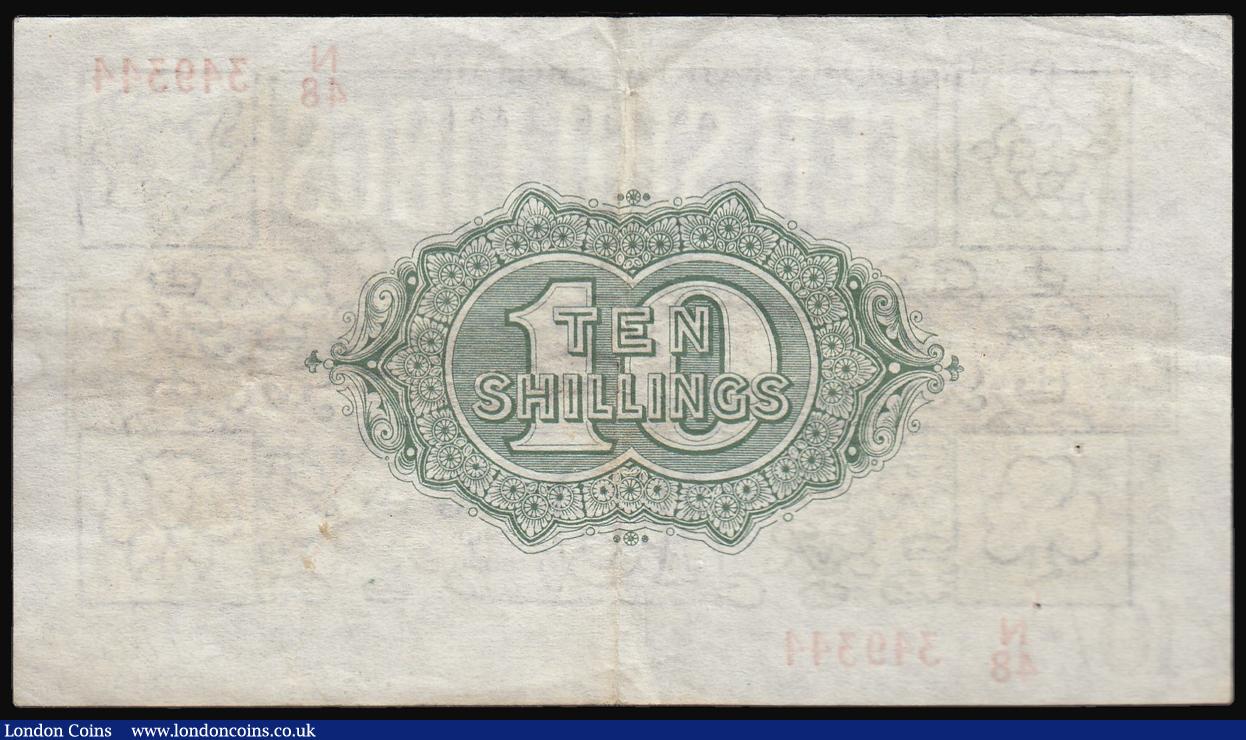 London Coins : A173 : Lot 13 : Ten Shillings Warren Fisher T30 issued 1922 series N/48 349344, portrait King George V at right, (Pi...