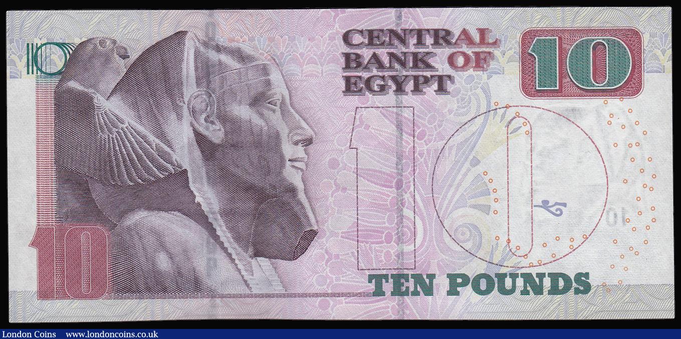 London Coins : A173 : Lot 132 : ERROR Egypt - Central Bank of Egypt Ten Pounds 2019 issue dated 2019/9/10 Pick 73i error with no ser...