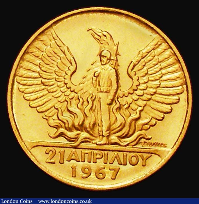 London Coins : A173 : Lot 1378 : Greece 20 Drachma Gold undated (1970)commemorates the 21st April 1967 Revolution KM#92 Lustrous UNC ...