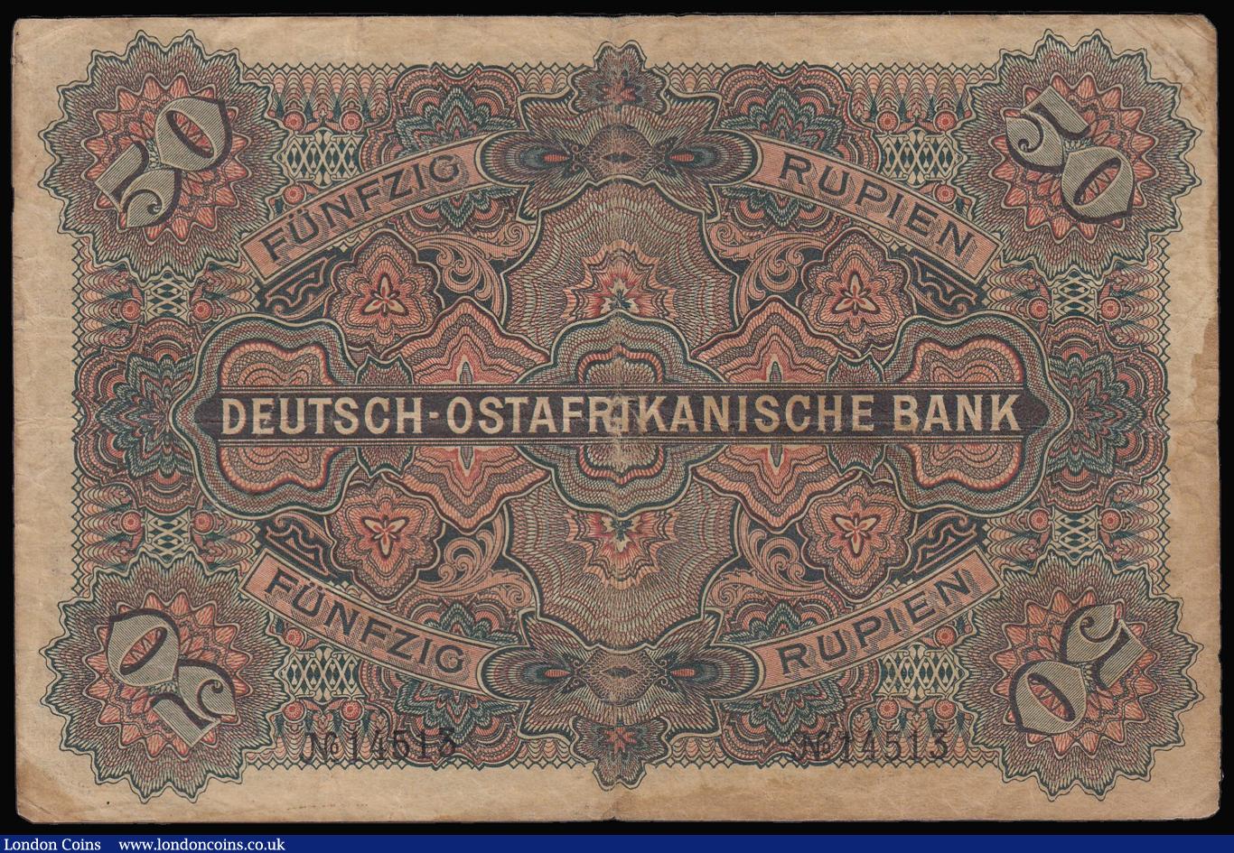 London Coins : A173 : Lot 141 : German East Africa 50 Rupien dated 1905, Kaiser Wilhelm portrait, No.14513, Pick3b, about Fine
