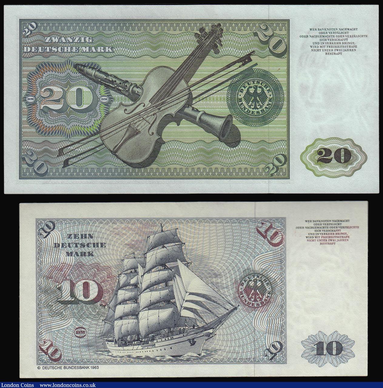 London Coins : A173 : Lot 143 : Germany Federal Republic (2) 10 Marks 1980 Pick 30d and 20 Marks 2.1.1970 Pick 32a both Unc or near ...