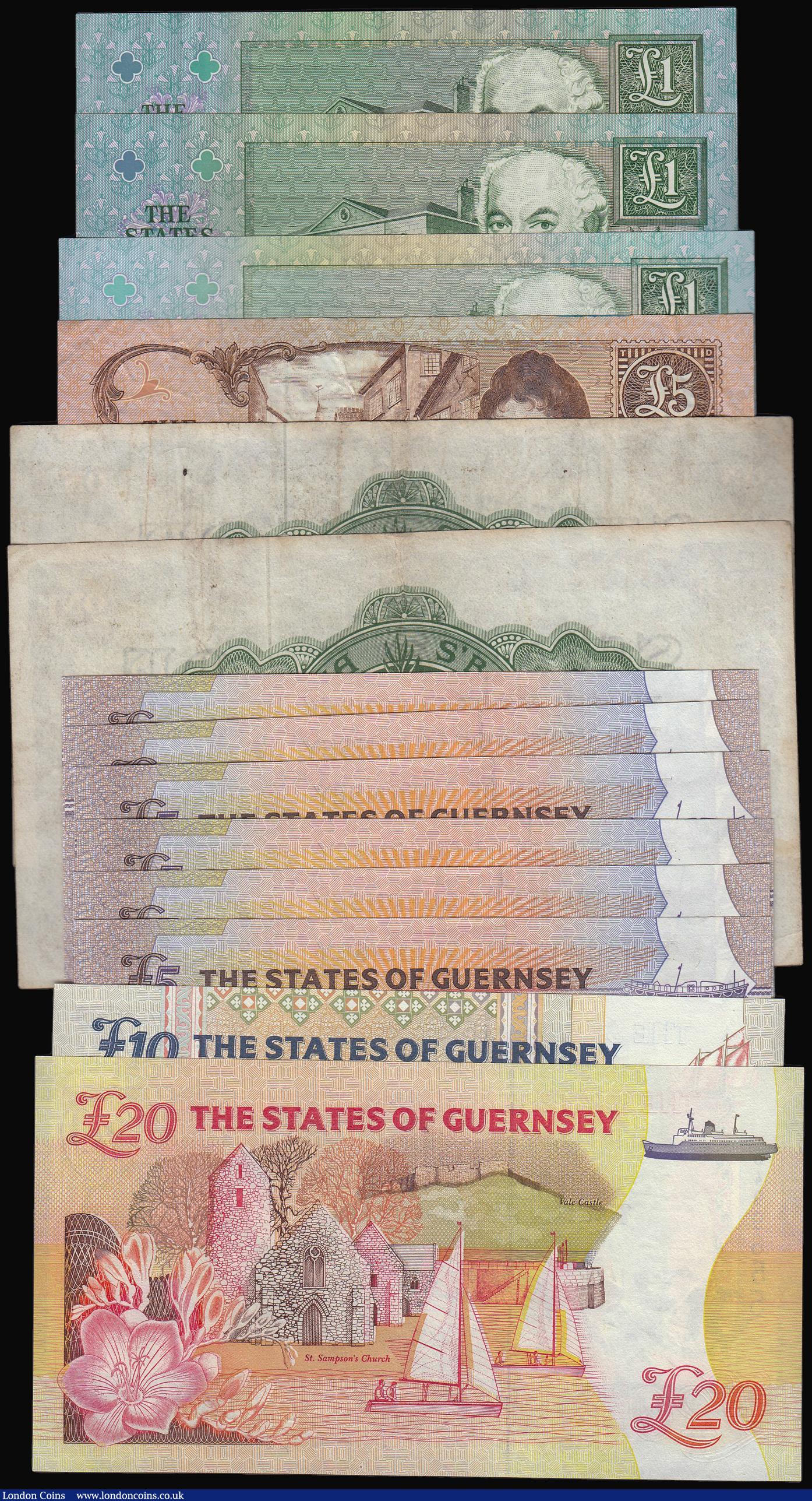 London Coins : A173 : Lot 145 : Guernsey One Pound 1.3.1962 Pick 43b (2) both VF, One Pound ND(1980 - 89) signed Bull Pick 48a Unc, ...