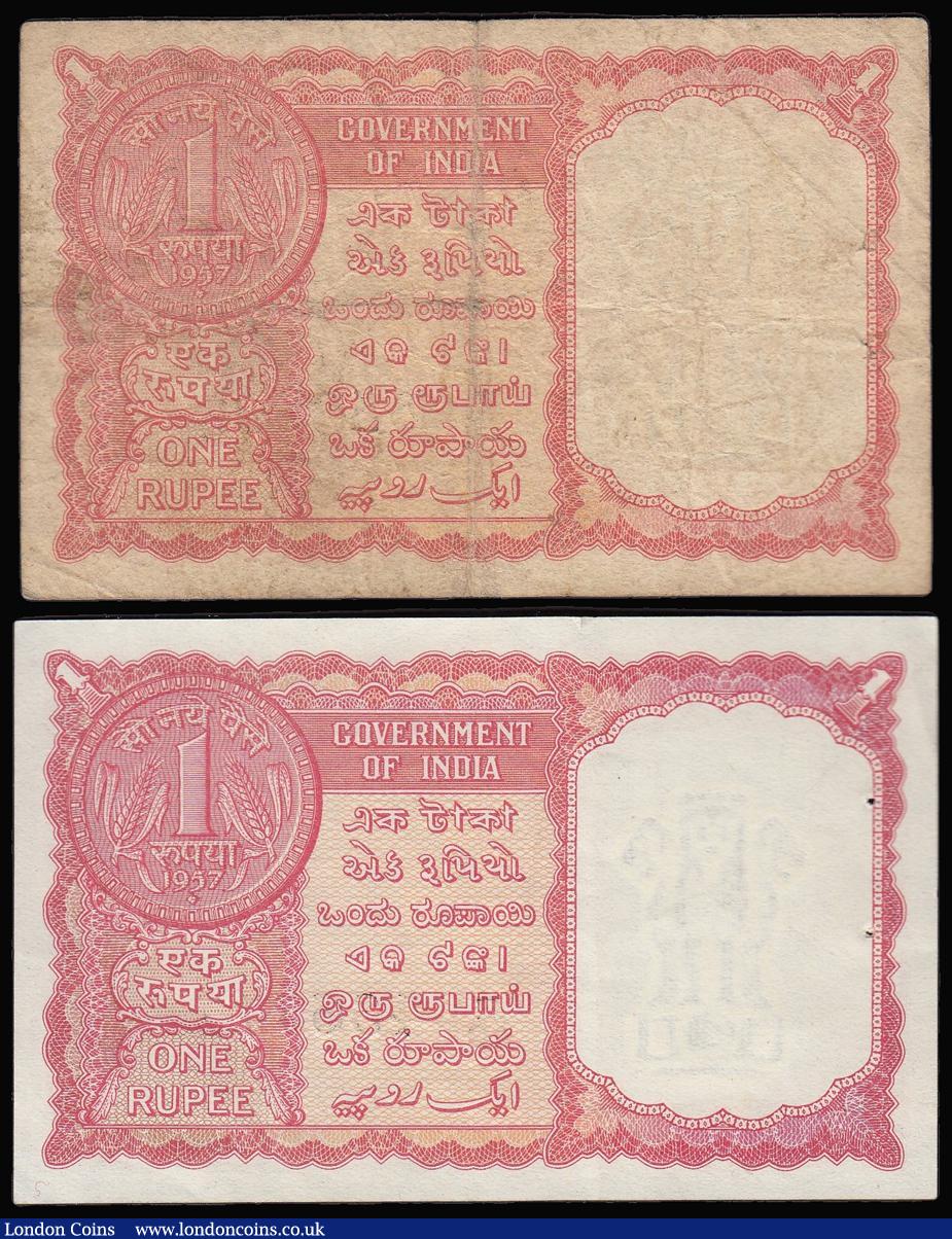 London Coins : A173 : Lot 147 : India 1 rupee Gulf series issued c.1950s-60s PickR1 (2) Z/10 436117 GVF and Z/29 858603 VG both with...
