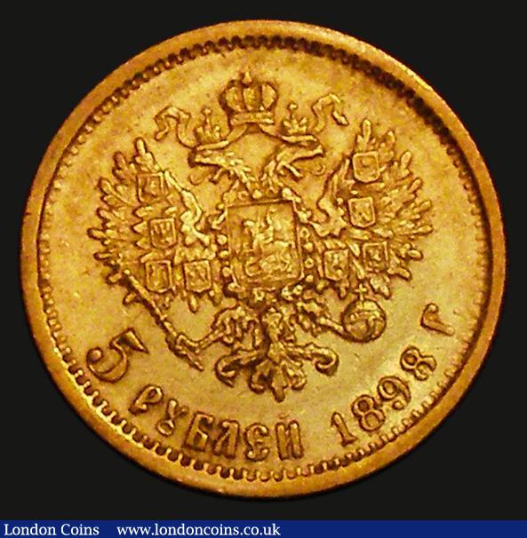 London Coins : A173 : Lot 1513 : Russia 5 Roubles Gold 1898 AГ Y#62 NVF/VF in a presentation box with certificate