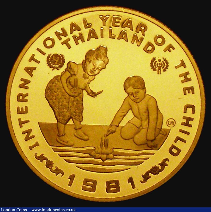 London Coins : A173 : Lot 1559 : Thailand 4000 Baht Gold 1981 International Year of the Child KM#153 Gold Proof FDC uncased in capsul...